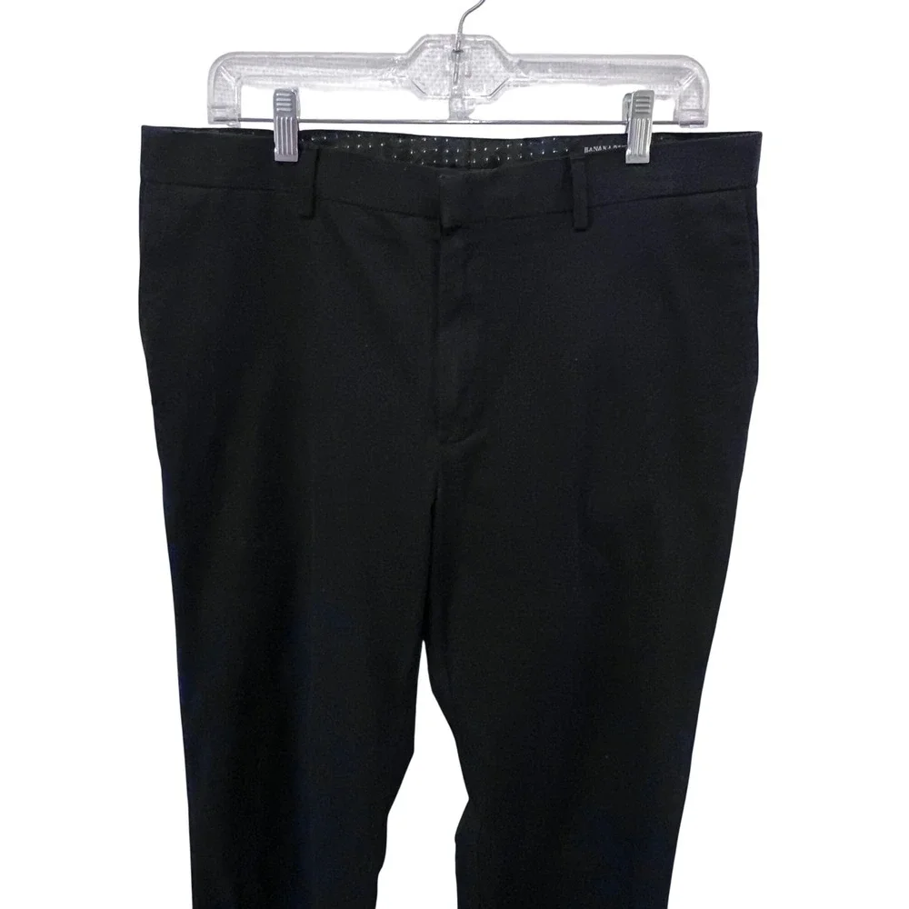Banana Republic Slim Fit Black Dress Pants Size‎ 34x34 (READ) Flat Front Stretch
